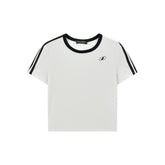 Women's Contrast Trim Embroidered Graphic T-Shirt